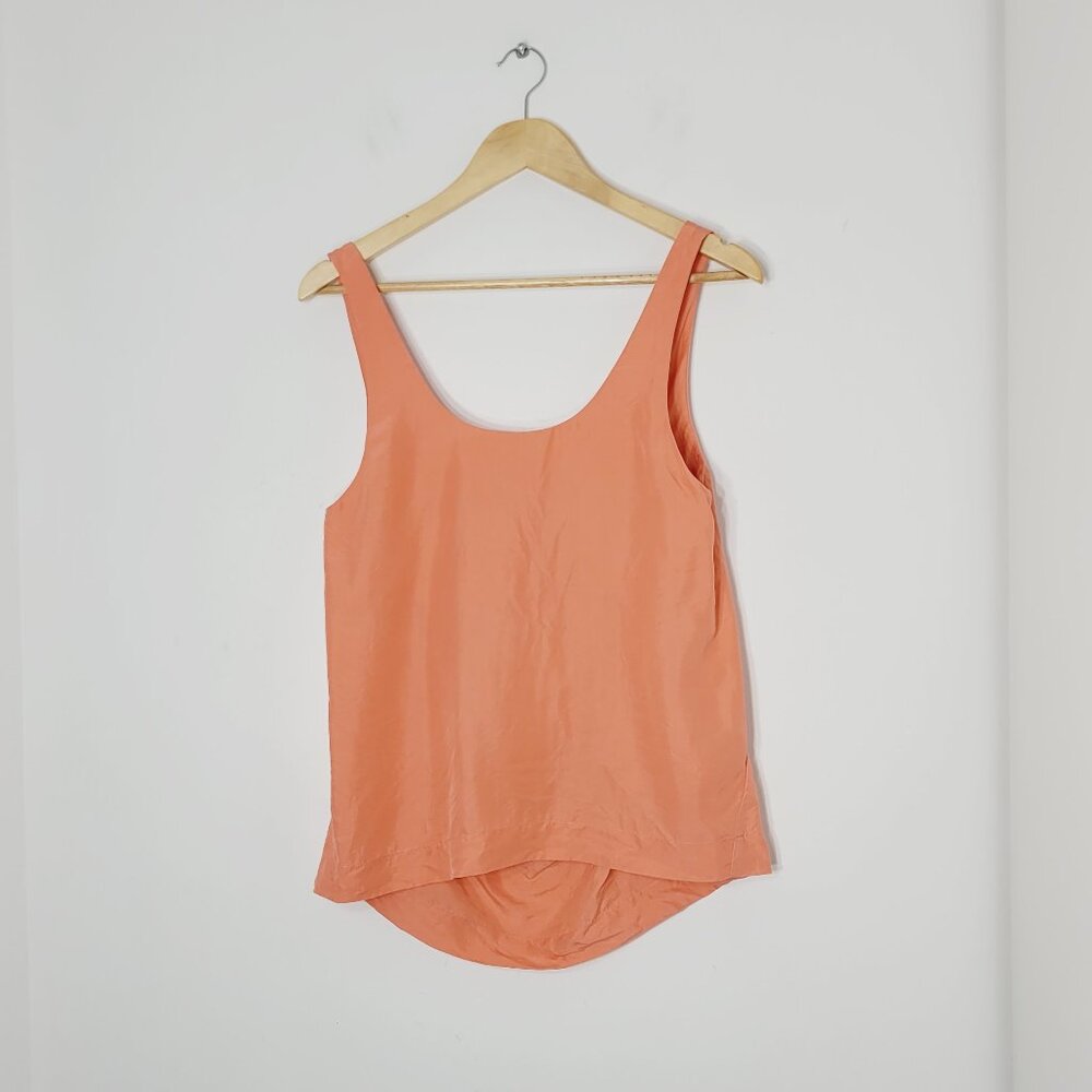 Hurley Women's Orange 100% Silk Sleeveless Scoop Neck Tank Top Loose Fit Size XS